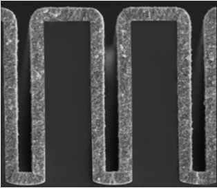 4:1 trench coated with an ALD metal barrier seed stack with electroplated copper on top